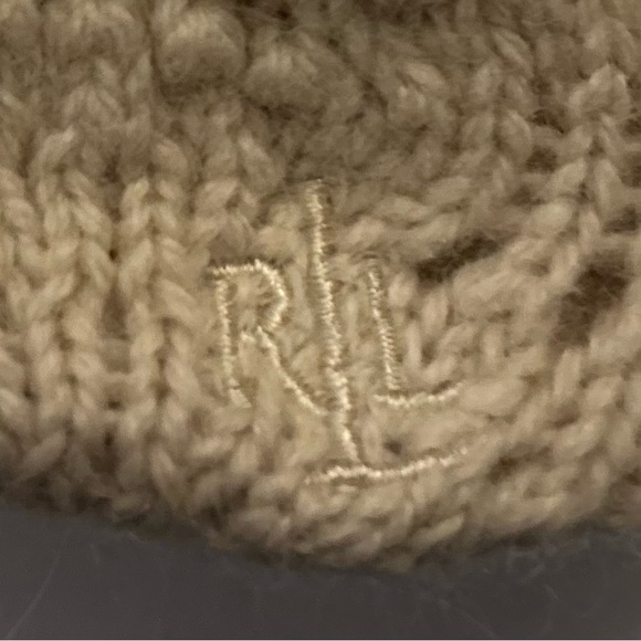 RALPH LAUREN RLL WOOL BLEND CROCHET CAP BEANIE - BEIGE - EUC - Picture 3 of 6